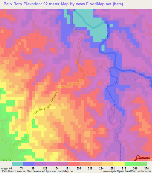 Palo Roto,Dominican Republic Elevation Map