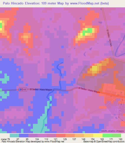 Palo Hincado,Dominican Republic Elevation Map