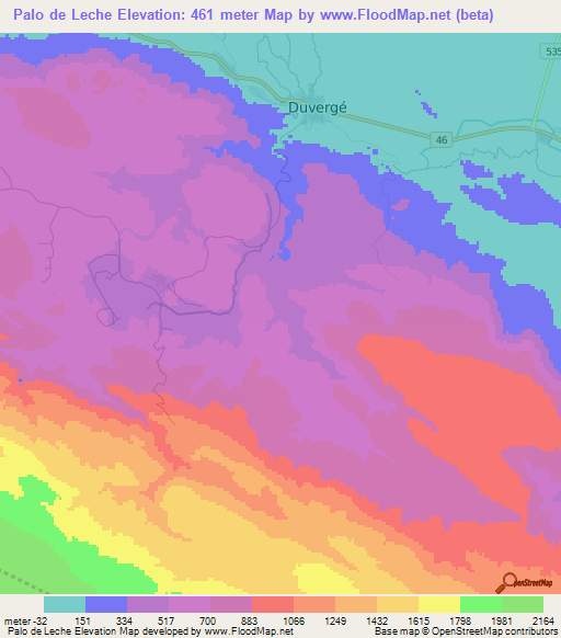 Palo de Leche,Dominican Republic Elevation Map