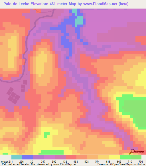 Palo de Leche,Dominican Republic Elevation Map