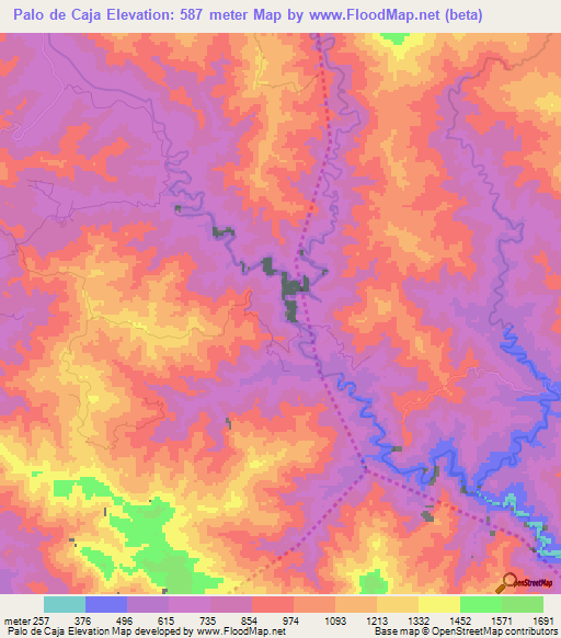 Palo de Caja,Dominican Republic Elevation Map