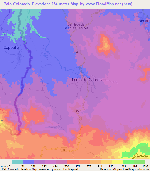 Palo Colorado,Dominican Republic Elevation Map