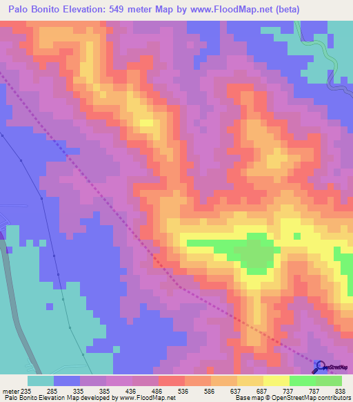 Palo Bonito,Dominican Republic Elevation Map