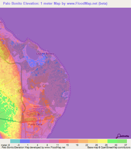 Palo Bonito,Dominican Republic Elevation Map