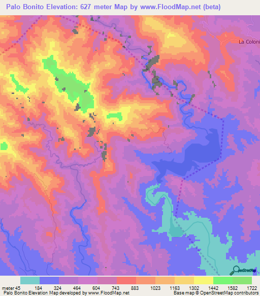 Palo Bonito,Dominican Republic Elevation Map