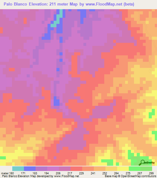 Palo Blanco,Dominican Republic Elevation Map