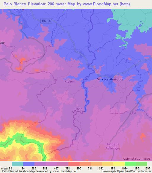 Palo Blanco,Dominican Republic Elevation Map