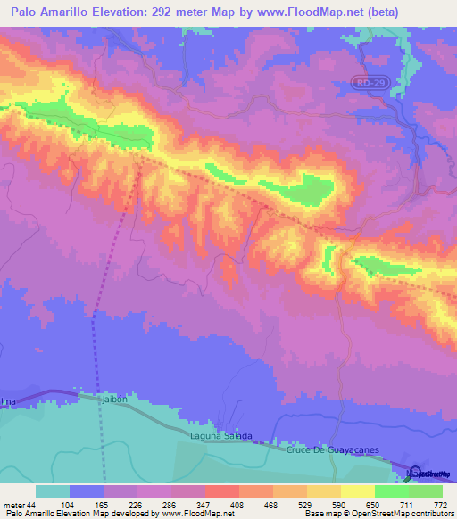 Palo Amarillo,Dominican Republic Elevation Map