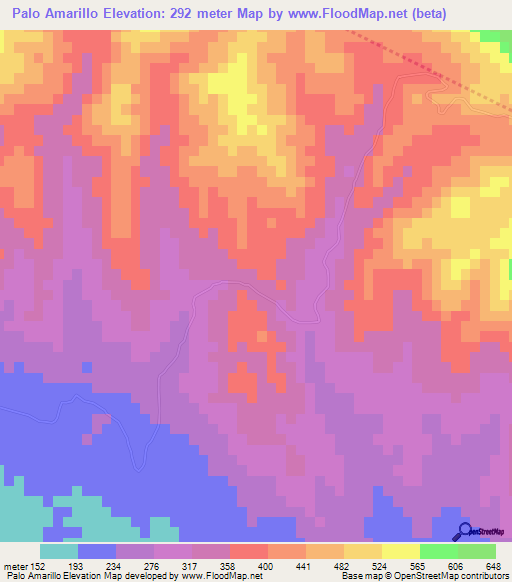 Palo Amarillo,Dominican Republic Elevation Map