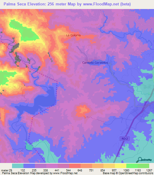 Palma Seca,Dominican Republic Elevation Map