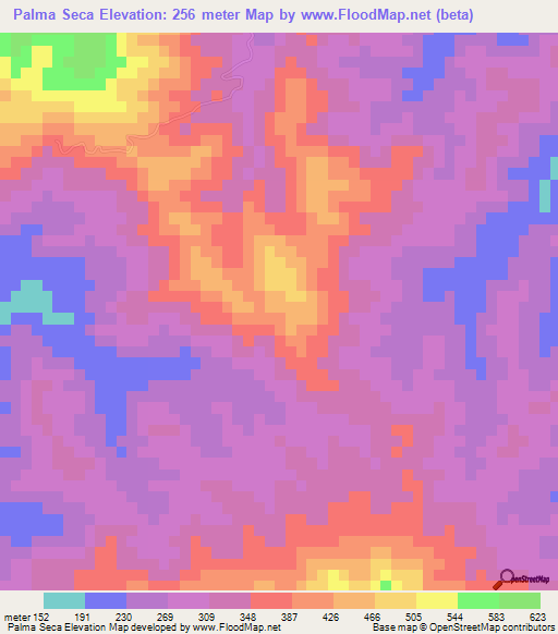 Palma Seca,Dominican Republic Elevation Map