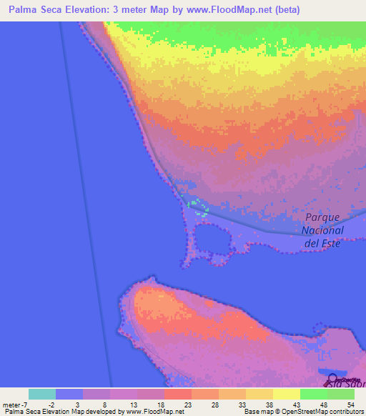 Palma Seca,Dominican Republic Elevation Map