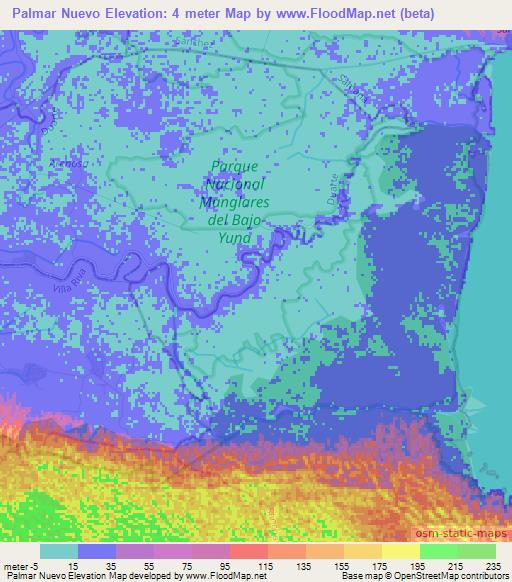 Palmar Nuevo,Dominican Republic Elevation Map