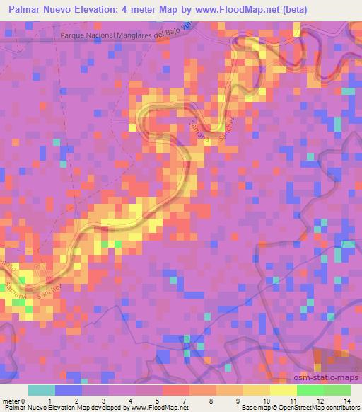 Palmar Nuevo,Dominican Republic Elevation Map