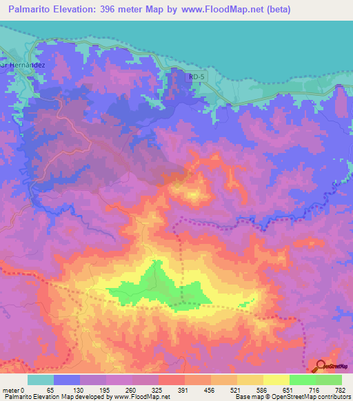 Palmarito,Dominican Republic Elevation Map