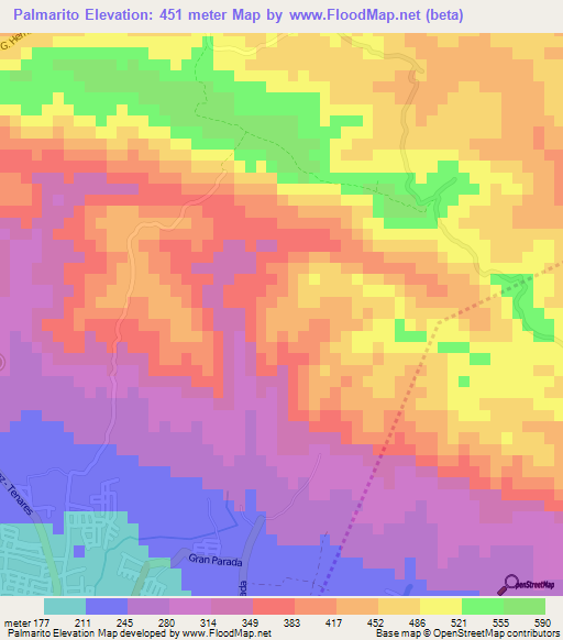 Palmarito,Dominican Republic Elevation Map