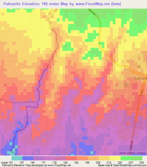 Palmarito,Dominican Republic Elevation Map