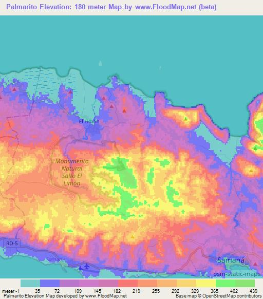 Palmarito,Dominican Republic Elevation Map