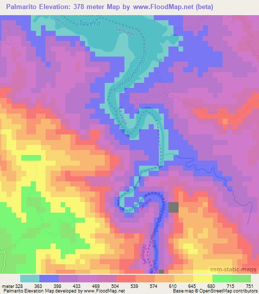 Palmarito,Dominican Republic Elevation Map