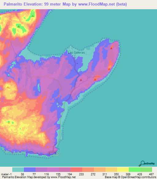 Palmarito,Dominican Republic Elevation Map