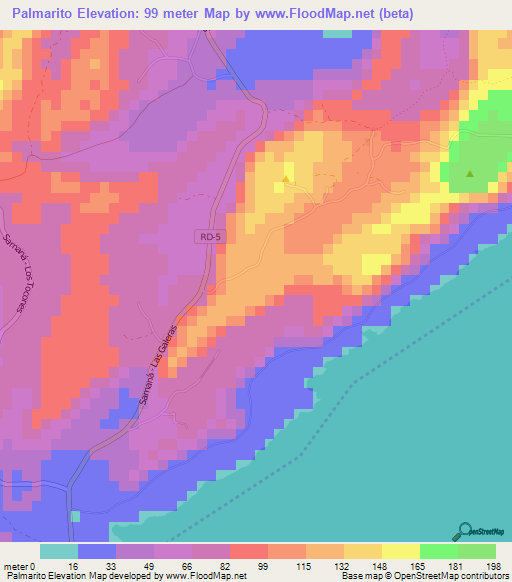 Palmarito,Dominican Republic Elevation Map