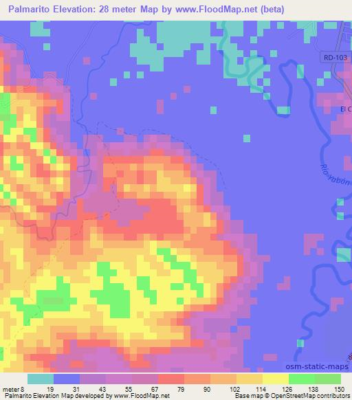 Palmarito,Dominican Republic Elevation Map