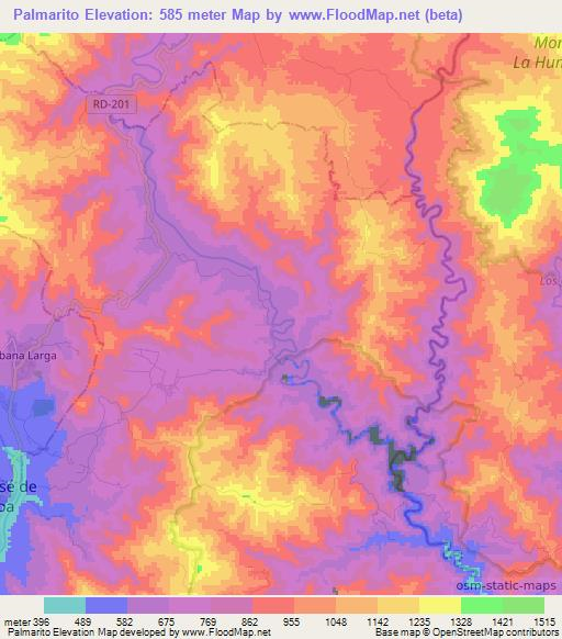 Palmarito,Dominican Republic Elevation Map