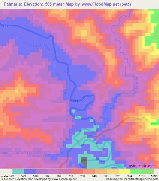 Palmarito,Dominican Republic Elevation Map