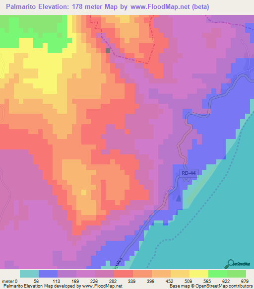 Palmarito,Dominican Republic Elevation Map