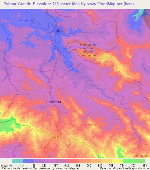 Palmar Grande,Dominican Republic Elevation Map