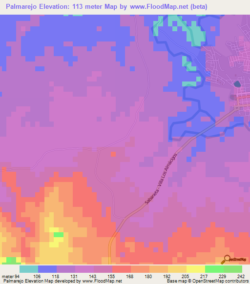 Palmarejo,Dominican Republic Elevation Map