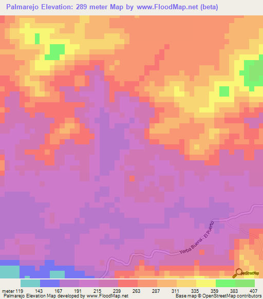 Palmarejo,Dominican Republic Elevation Map