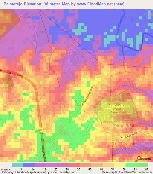 Palmarejo,Dominican Republic Elevation Map