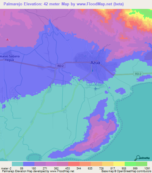 Palmarejo,Dominican Republic Elevation Map