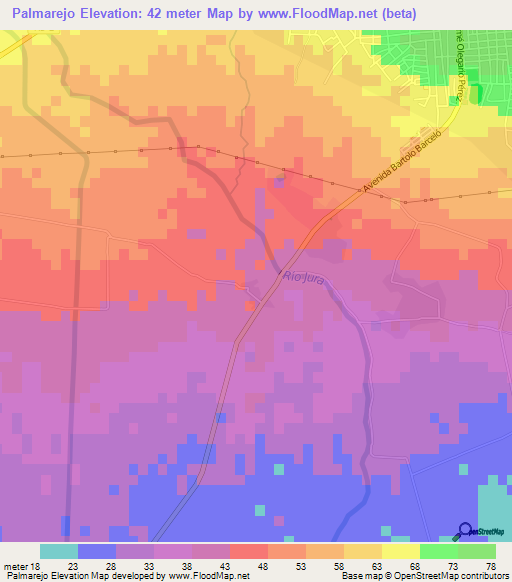 Palmarejo,Dominican Republic Elevation Map