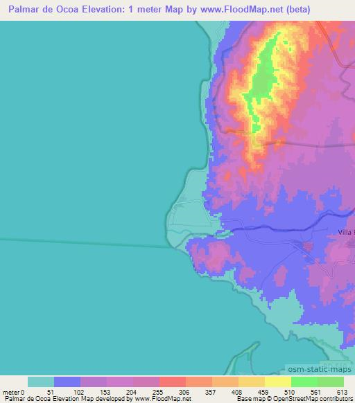 Palmar de Ocoa,Dominican Republic Elevation Map