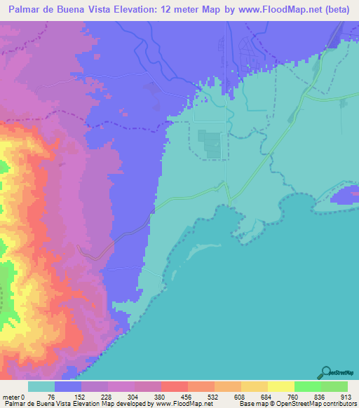 Palmar de Buena Vista,Dominican Republic Elevation Map