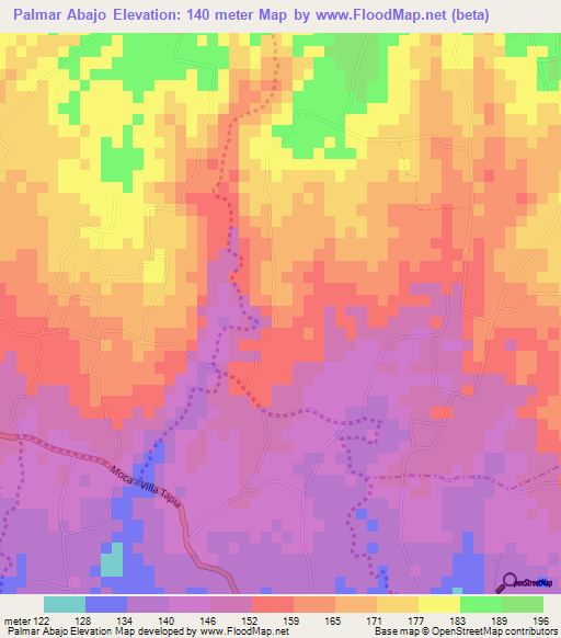 Palmar Abajo,Dominican Republic Elevation Map