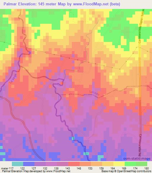 Palmar,Dominican Republic Elevation Map