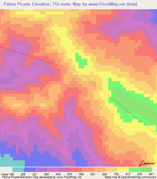 Palma Picada,Dominican Republic Elevation Map