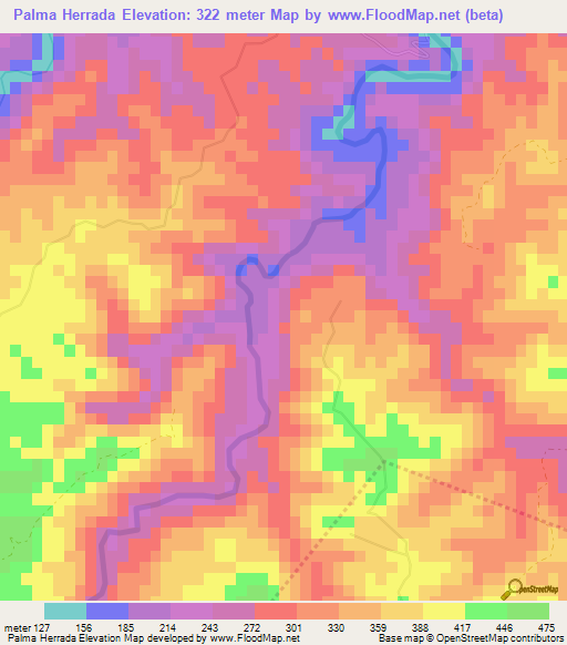 Palma Herrada,Dominican Republic Elevation Map