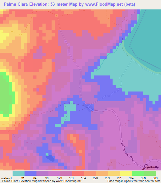 Palma Clara,Dominican Republic Elevation Map