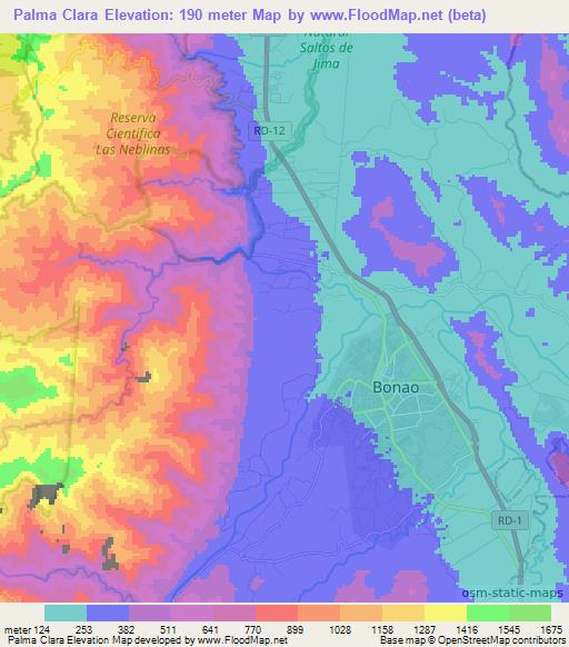 Palma Clara,Dominican Republic Elevation Map