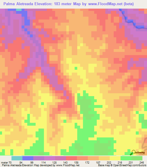 Palma Aletreada,Dominican Republic Elevation Map