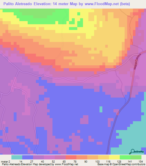 Palito Aletreado,Dominican Republic Elevation Map