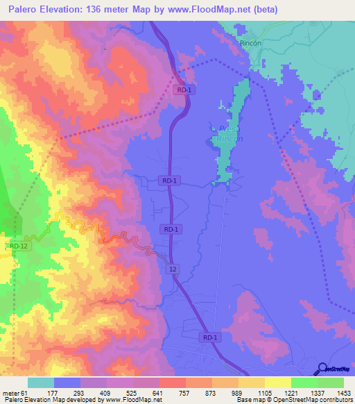 Palero,Dominican Republic Elevation Map