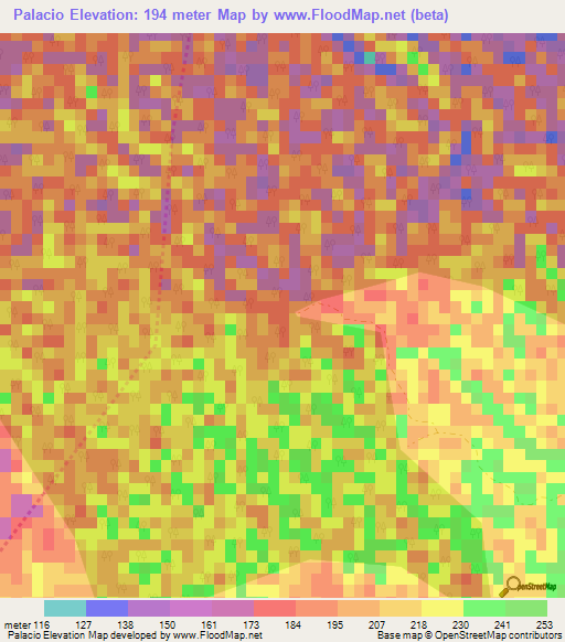 Palacio,Dominican Republic Elevation Map