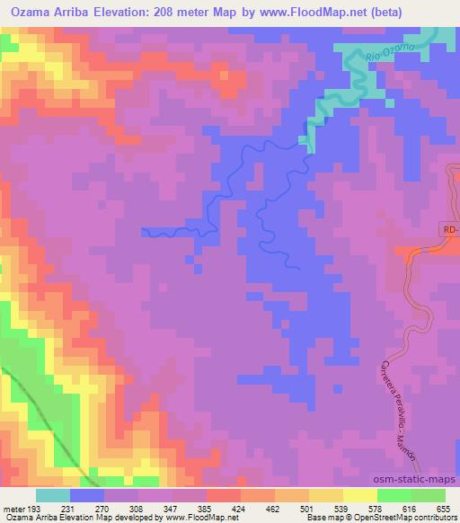 Ozama Arriba,Dominican Republic Elevation Map