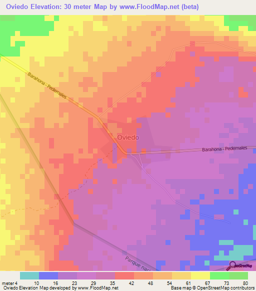 Oviedo,Dominican Republic Elevation Map