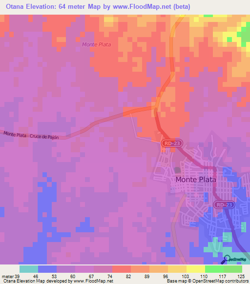 Otana,Dominican Republic Elevation Map